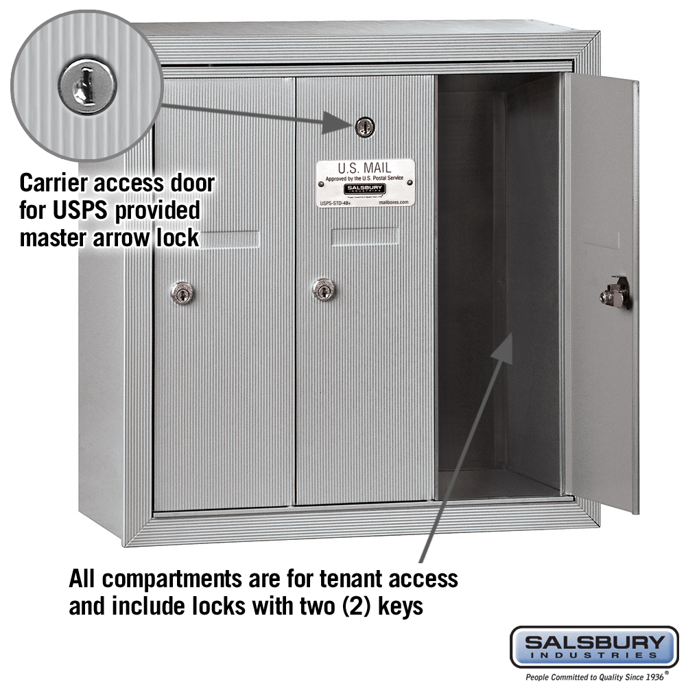 Salsbury 3503ASU 3 Door Mailbox Surface Mounted USPS Access