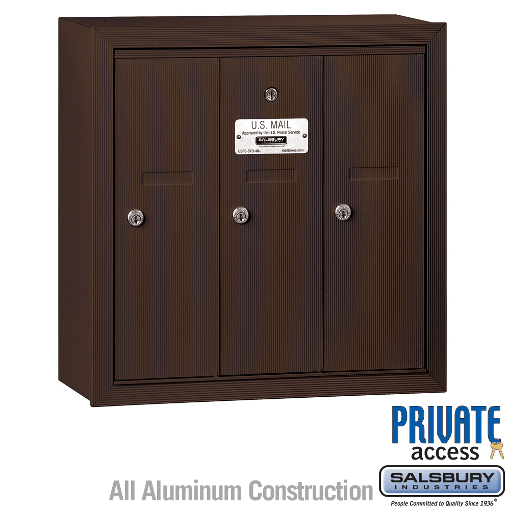 Salsbury Vertical Mailbox (Includes Master Commercial Lock) - 3 Doors - Surface Mounted - Private Access