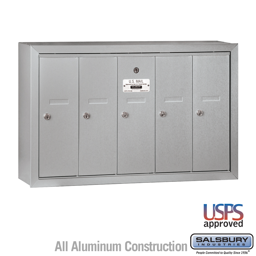 Salsbury Vertical Mailbox - 5 Doors Surface Mounted - USPS Access