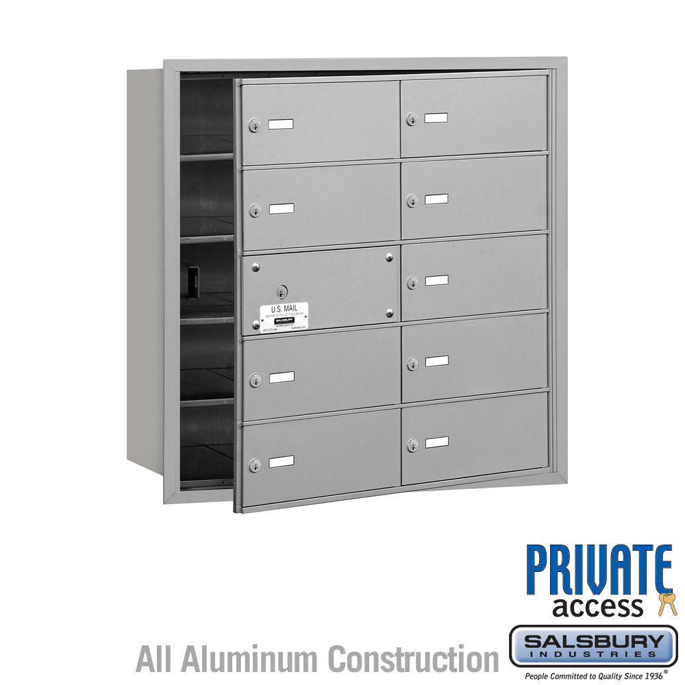 Salsbury 4B+ Horizontal Mailbox (Includes Master Commercial Lock) - 10 B Doors (9 usable) - Front Loading - Private Access