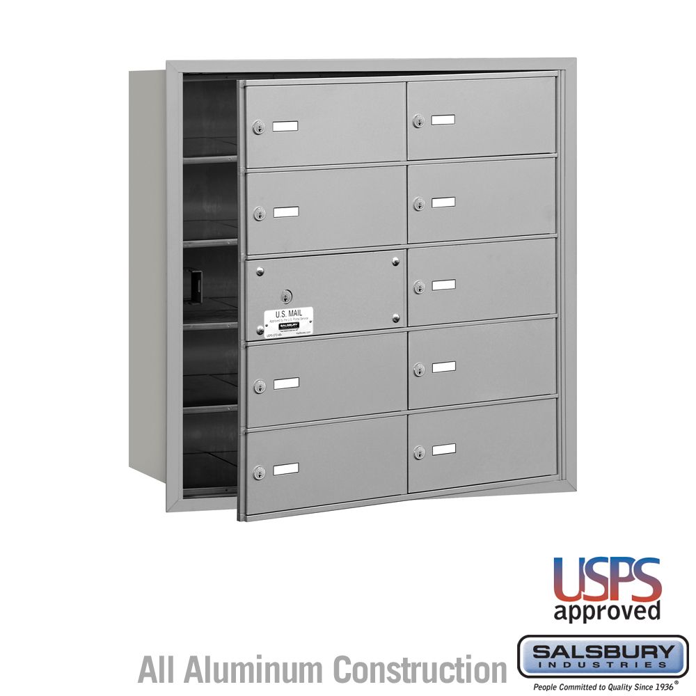 Salsbury 4B+ Horizontal Mailbox - 10 B Doors (9 usable) - Front Loading - USPS Access
