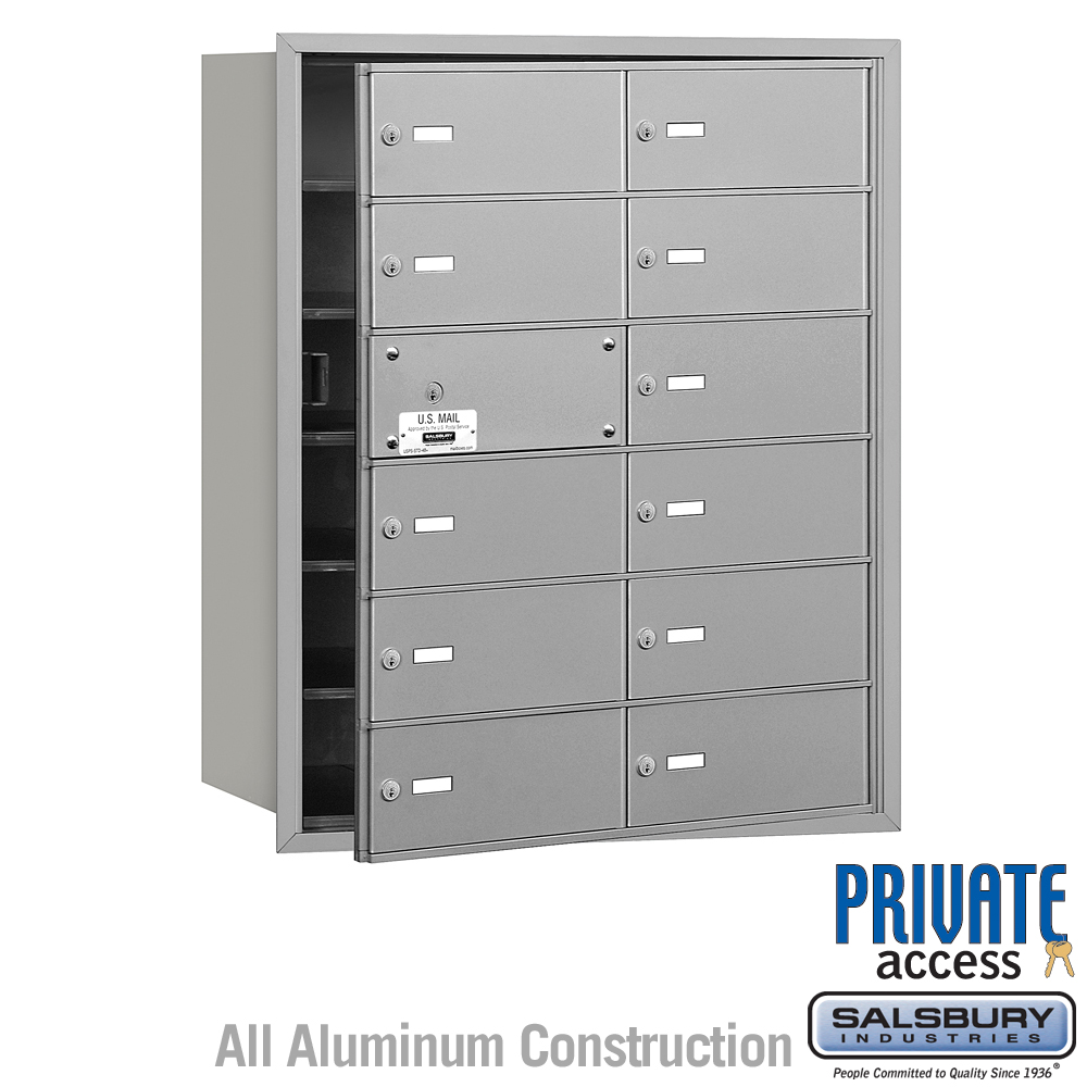 Salsbury 4B+ Horizontal Mailbox (Includes Master Commercial Lock) - 12 B Doors (11 usable) - Front Loading - Private Access