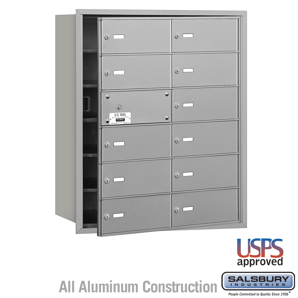 Salsbury 4B+ Horizontal Mailbox - 12 B Doors (11 usable) - Front Loading - USPS Access