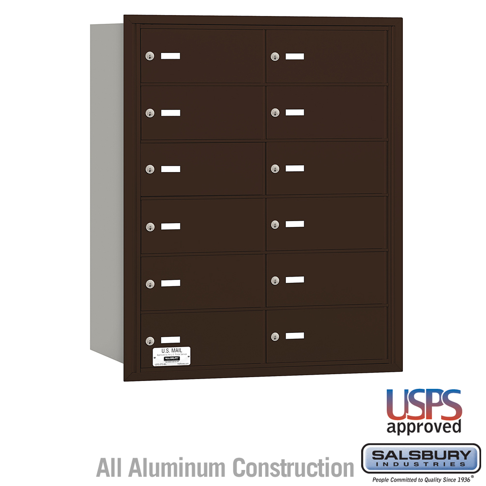 Salsbury 4B+ Horizontal Mailbox - 12 B Doors - Rear Loading - USPS Access