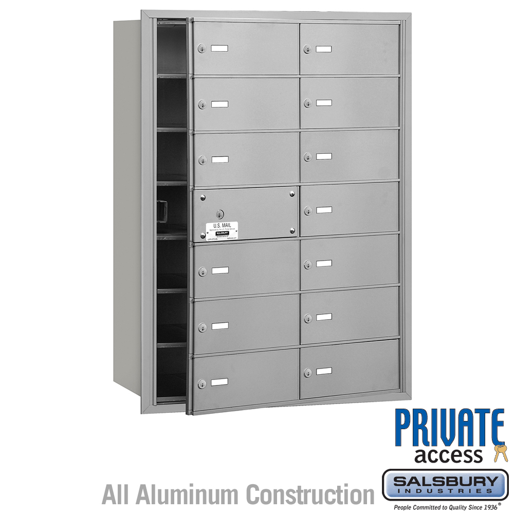 Salsbury 4B+ Horizontal Mailbox (Includes Master Commercial Lock) - 14 B Doors (13 usable) - Front Loading - Private Access