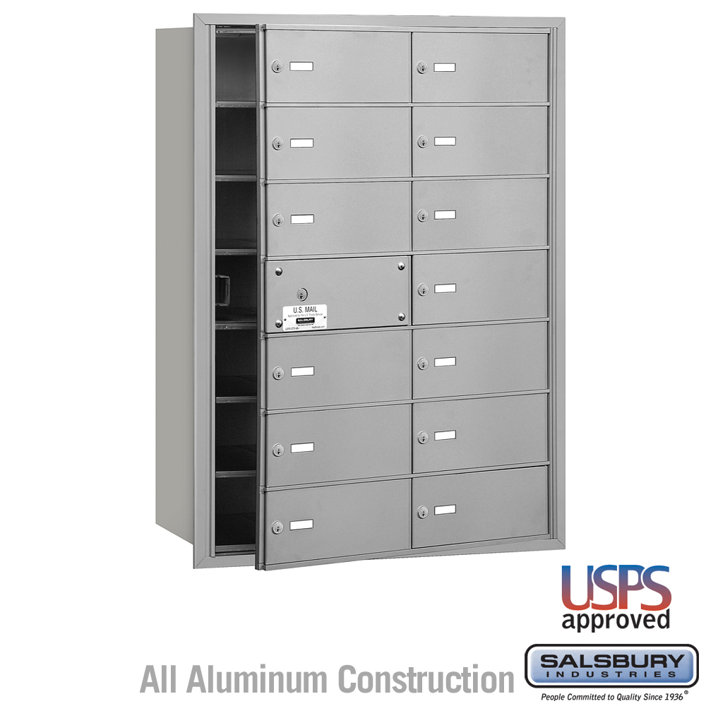 Salsbury 4B+ Horizontal Mailbox - 14 B Doors (13 usable) - Front Loading - USPS Access