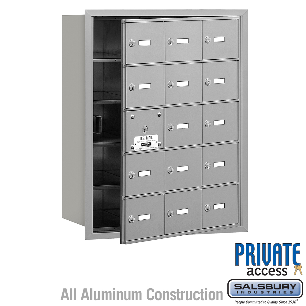 Salsbury 4B+ Horizontal Mailbox (Includes Master Commercial Lock) - 15 A Doors (14 usable) - Front Loading - Private Access