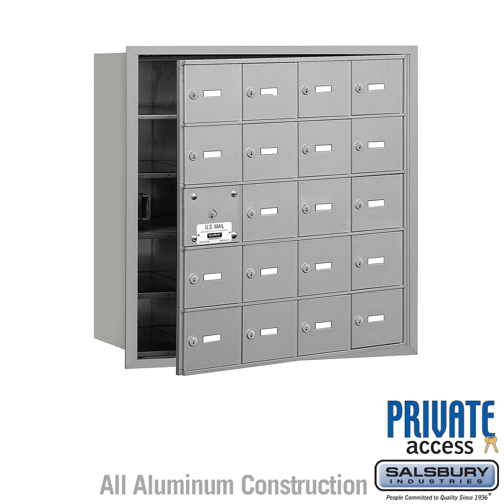 Salsbury 4B+ Horizontal Mailbox (Includes Master Commercial Lock) - 20 A Doors (19 usable) - Front Loading - Private Access