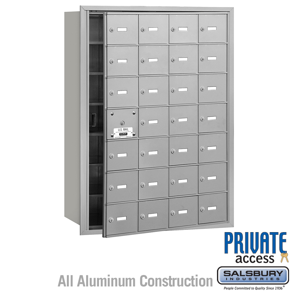 Salsbury 4B+ Horizontal Mailbox (Includes Master Commercial Lock) - 28 A Doors (27 usable) - Front Loading - Private Access