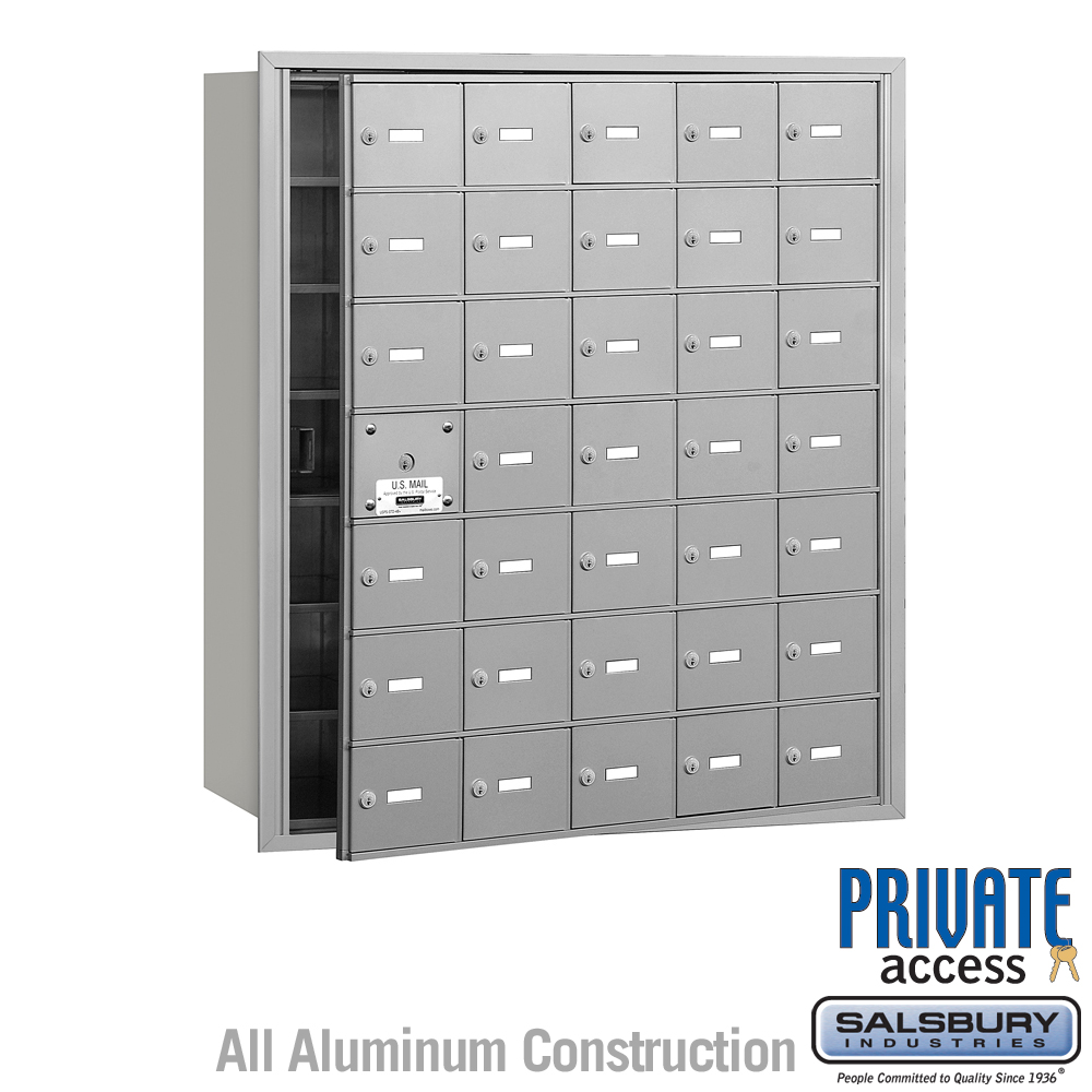 Salsbury 4B+ Horizontal Mailbox (Includes Master Commercial Lock) - 35 A Doors (34 usable) - Front Loading - Private Access