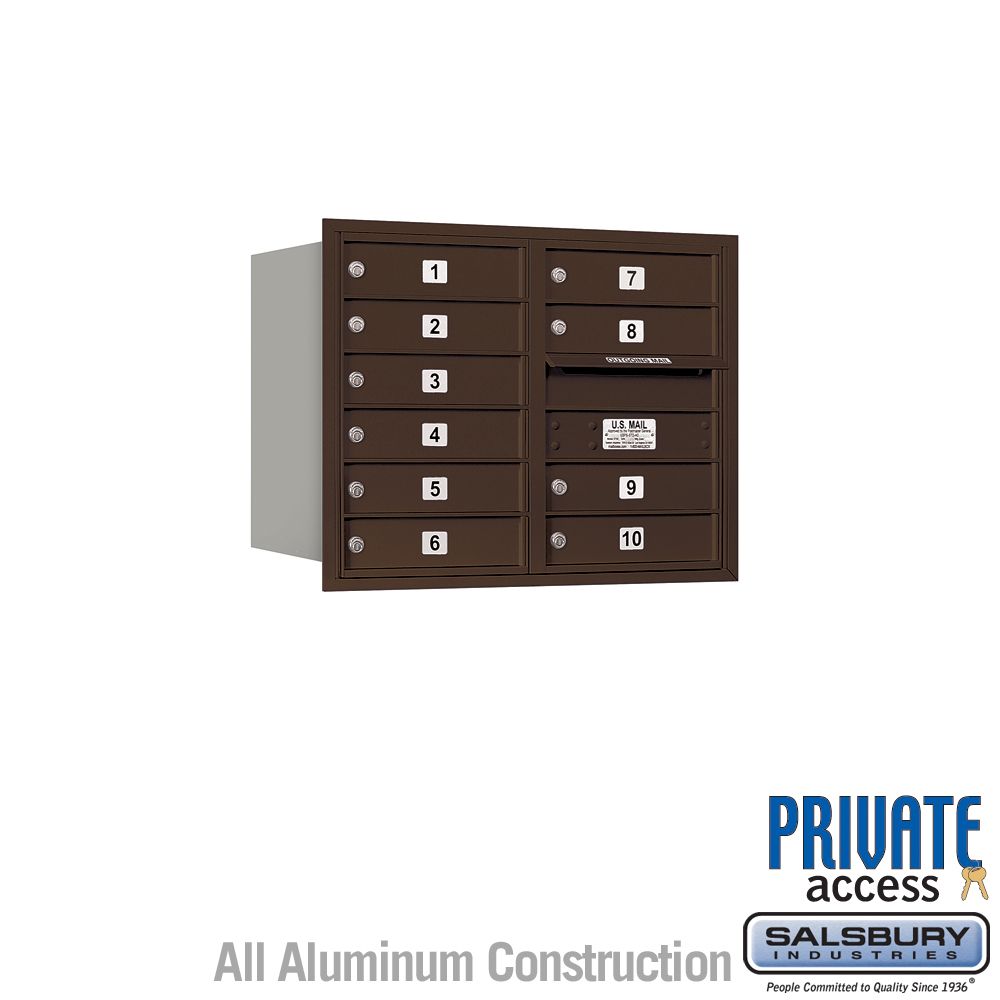 Salsbury 6 Door High Recessed Mounted 4C Horizontal Mailbox with 10 Doors with Private Access - Rear Loading