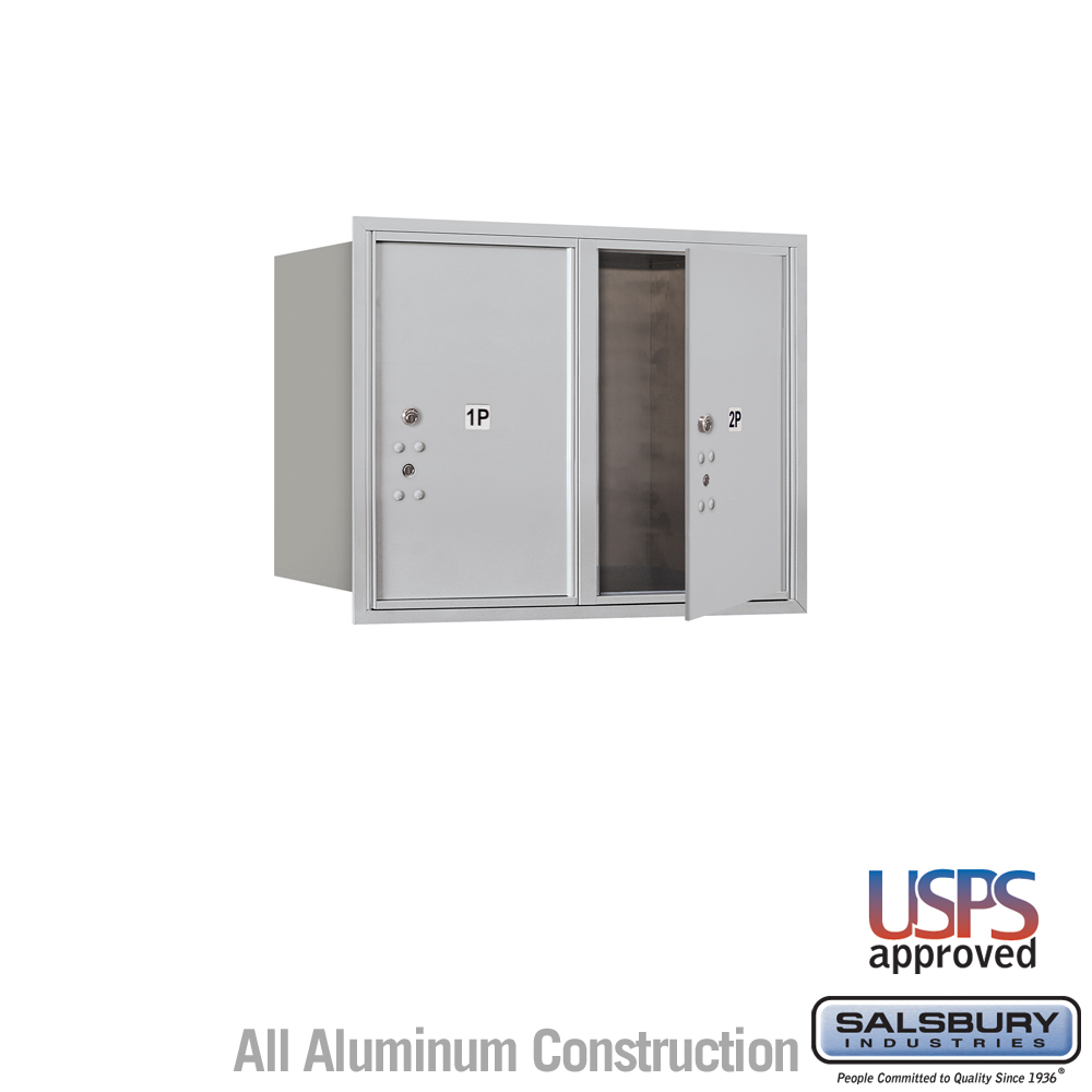 Salsbury 6 Door High Recessed Mounted 4C Horizontal Parcel Locker with 2 Parcel Lockers with USPS Access - Front Loading