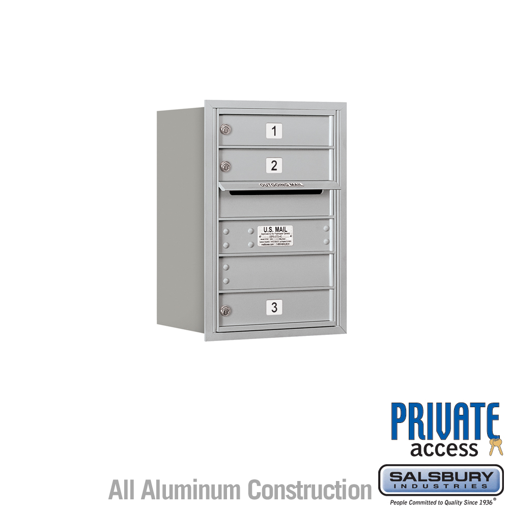Salsbury 6 Door High Recessed Mounted 4C Horizontal Mailbox with 3 Doors with Private Access - Rear Loading