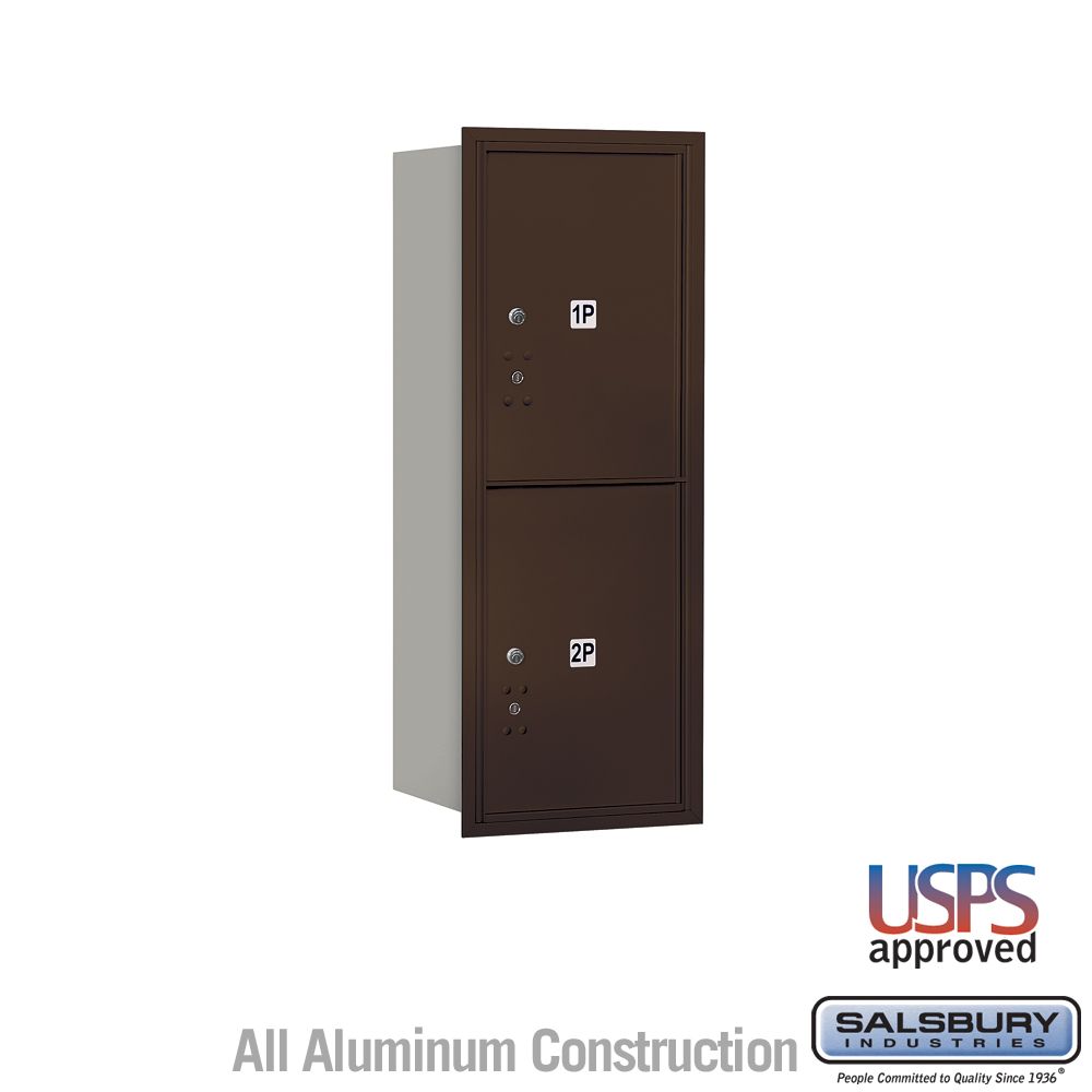 Salsbury 10 Door High Recessed Mounted 4C Horizontal Parcel Locker with 2 Parcel Lockers with USPS Access - Rear Loading