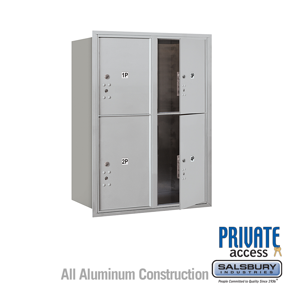 Salsbury 11 Door High Recessed Mounted 4C Horizontal Parcel Locker with 4 Parcel Lockers with Private Access - Front Loading