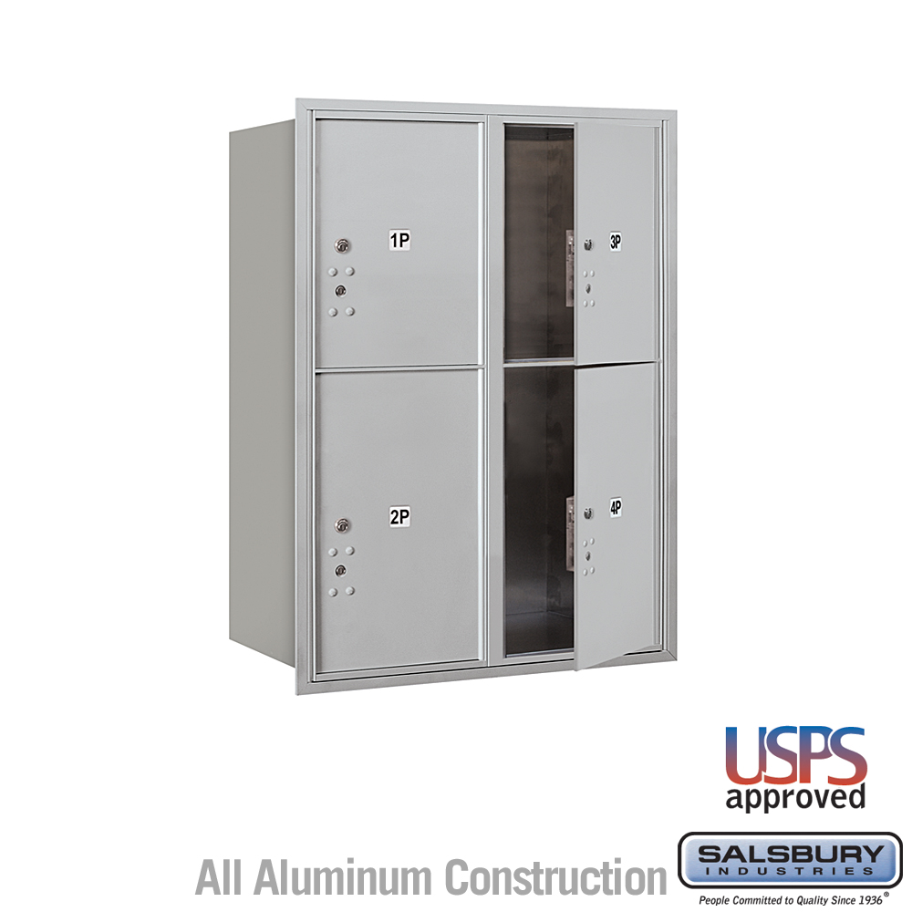 Salsbury 11 Door High Recessed Mounted 4C Horizontal Parcel Locker with 4 Parcel Lockers with USPS Access - Front Loading