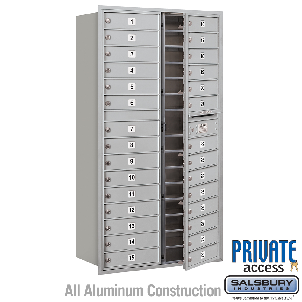 Salsbury Maximum Height Recessed Mounted 4C Horizontal Mailbox with 29 Doors with Private Access - Front Loading