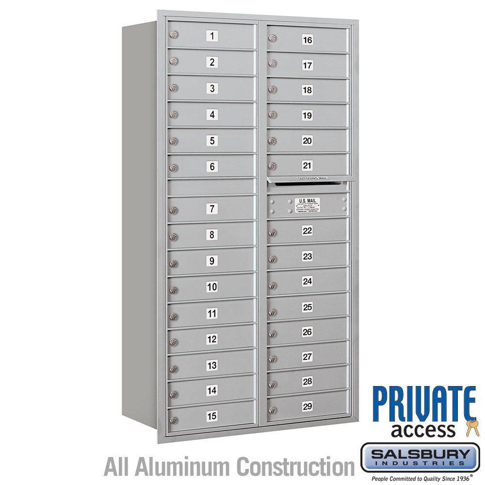 Salsbury Maximum Height Recessed Mounted 4C Horizontal Mailbox with 29 Doors with Private Access - Rear Loading