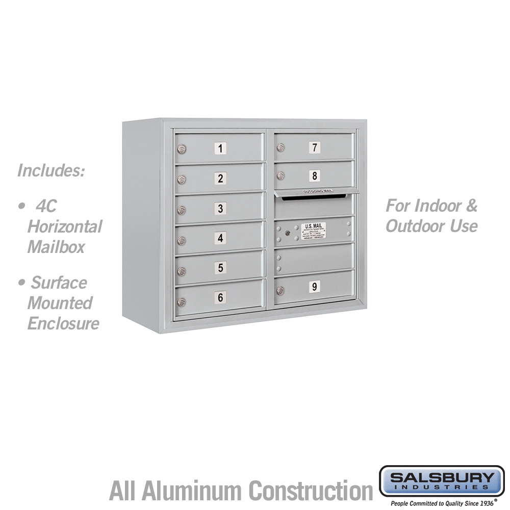 Salsbury 6 Door High Surface Mounted 4C Horizontal Mailbox with 9 Doors with USPS Access