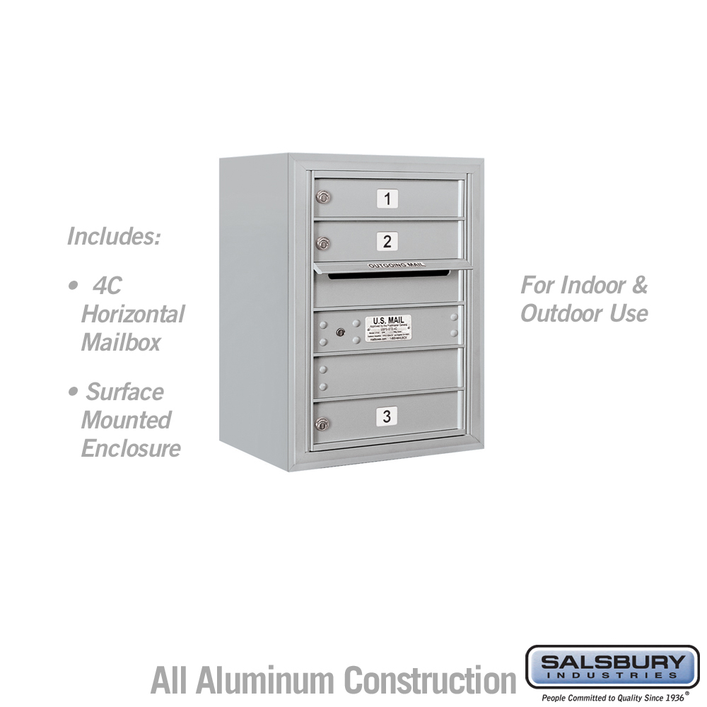 Salsbury 6 Door High Surface Mounted 4C Horizontal Mailbox with 3 Doors with USPS Access