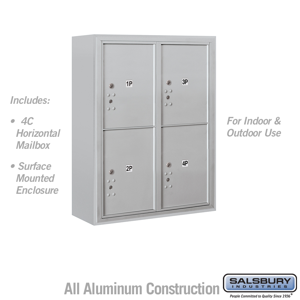 Salsbury 10 Door High Surface Mounted 4C Horizontal Parcel Locker with 4 Parcel Lockers with USPS Access
