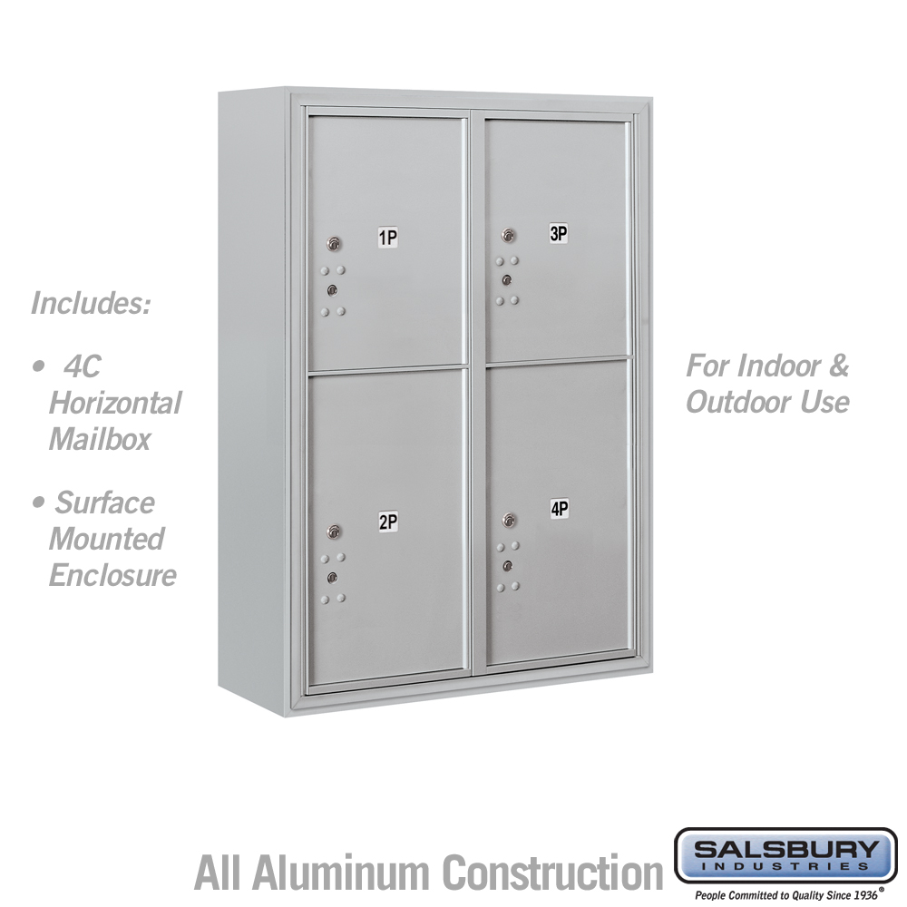 Salsbury 11 Door High Surface Mounted 4C Horizontal Parcel Locker with 4 Parcel Lockers with USPS Access