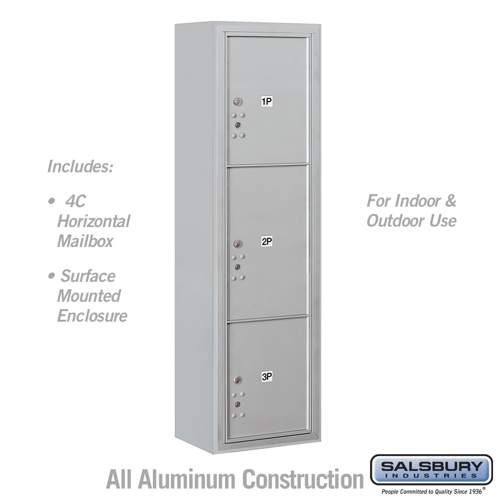 Salsbury Maximum Height Surface Mounted 4C Horizontal Parcel Locker with 3 Parcel Lockers with USPS Access