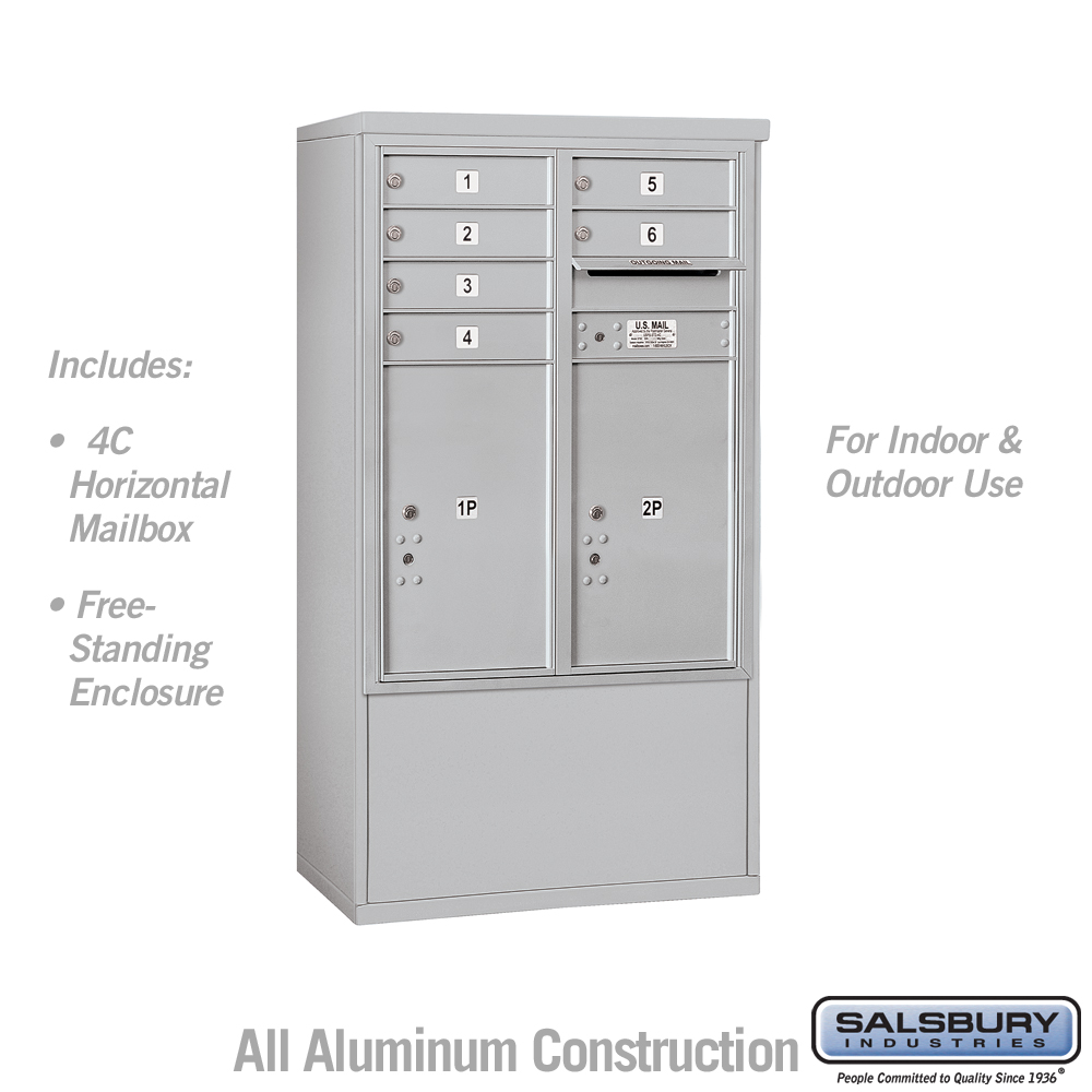 Salsbury 10 Door High Free-Standing 4C Horizontal Mailbox with 6 Doors and 2 Parcel Lockers with USPS Access
