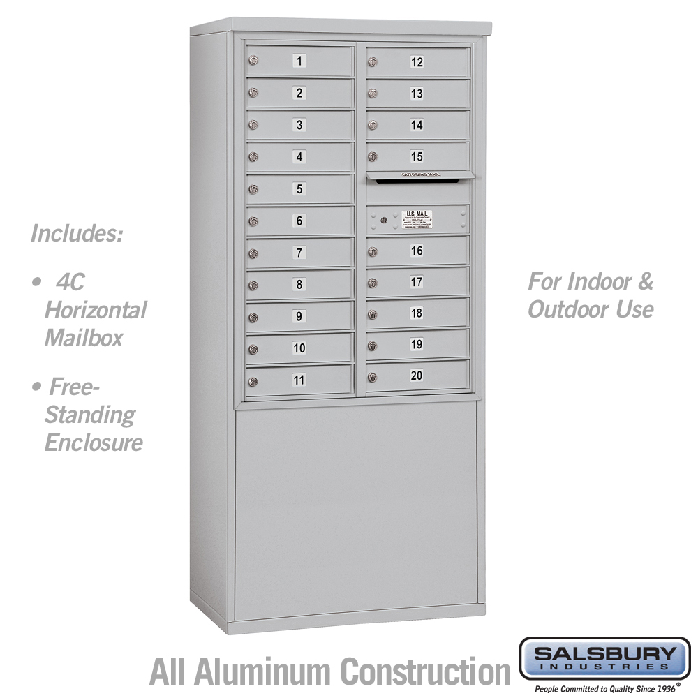 Salsbury 11 Door High Free-Standing 4C Horizontal Mailbox with 20 Doors with USPS Access