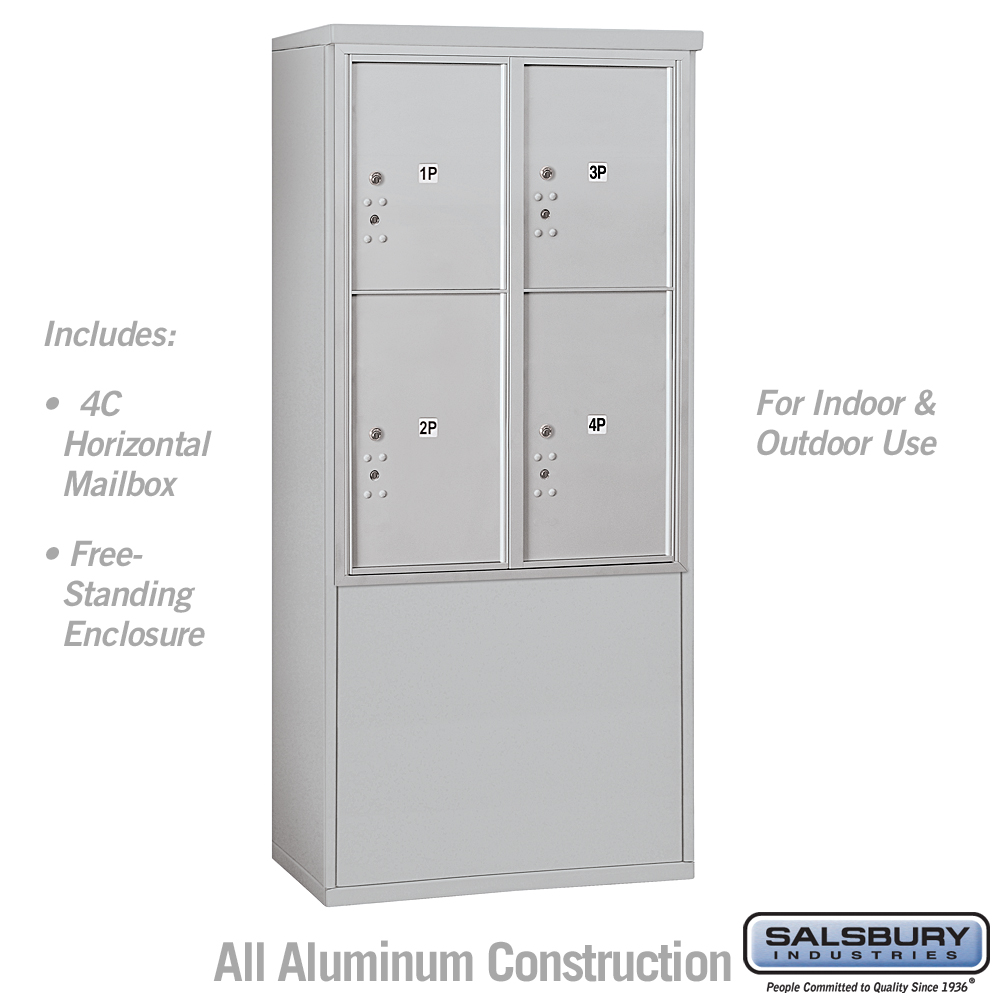 Salsbury 11 Door High Free-Standing 4C Horizontal Parcel Locker with 4 Parcel Lockers with USPS Access