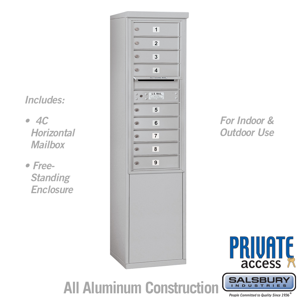 Salsbury 11 Door High Free-Standing 4C Horizontal Mailbox with 9 Doors with Private Access