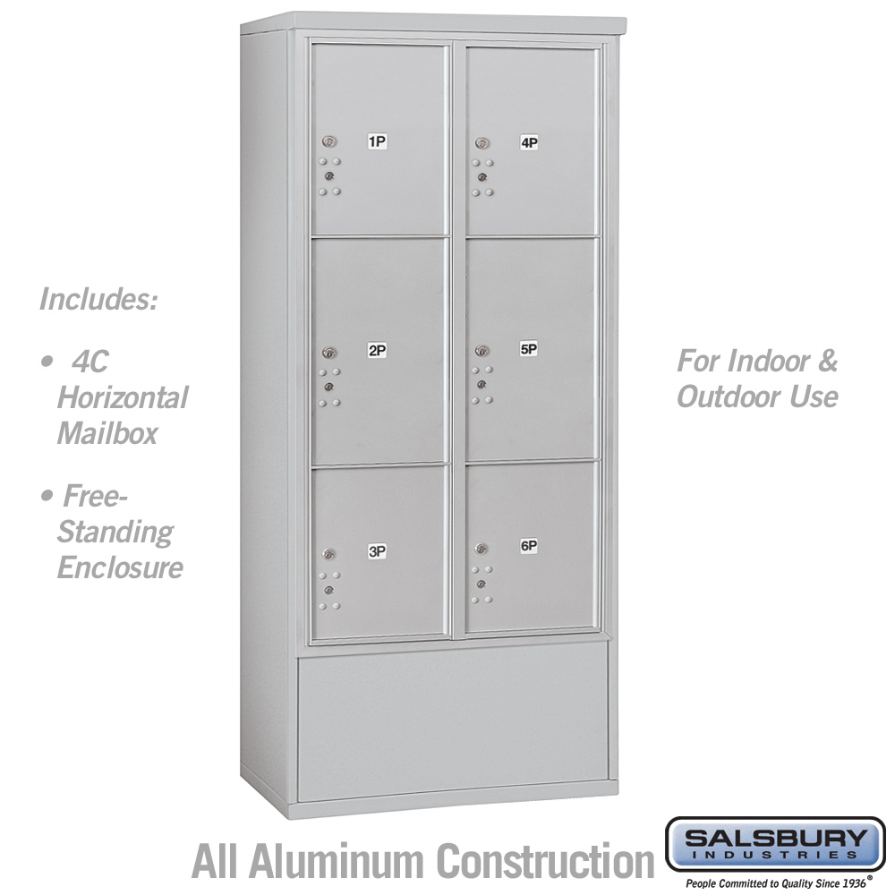 Maximum Height Free-Standing 4C Horizontal Parcel Locker with 6 Parcel Lockers with USPS Access