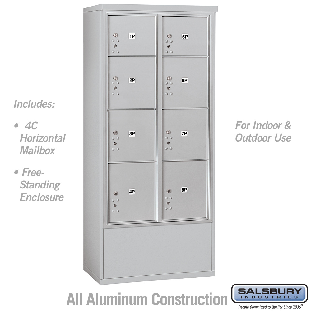 Salsbury Maximum Height Free-Standing 4C Horizontal Parcel Locker with 8 Parcel Lockers with USPS Access