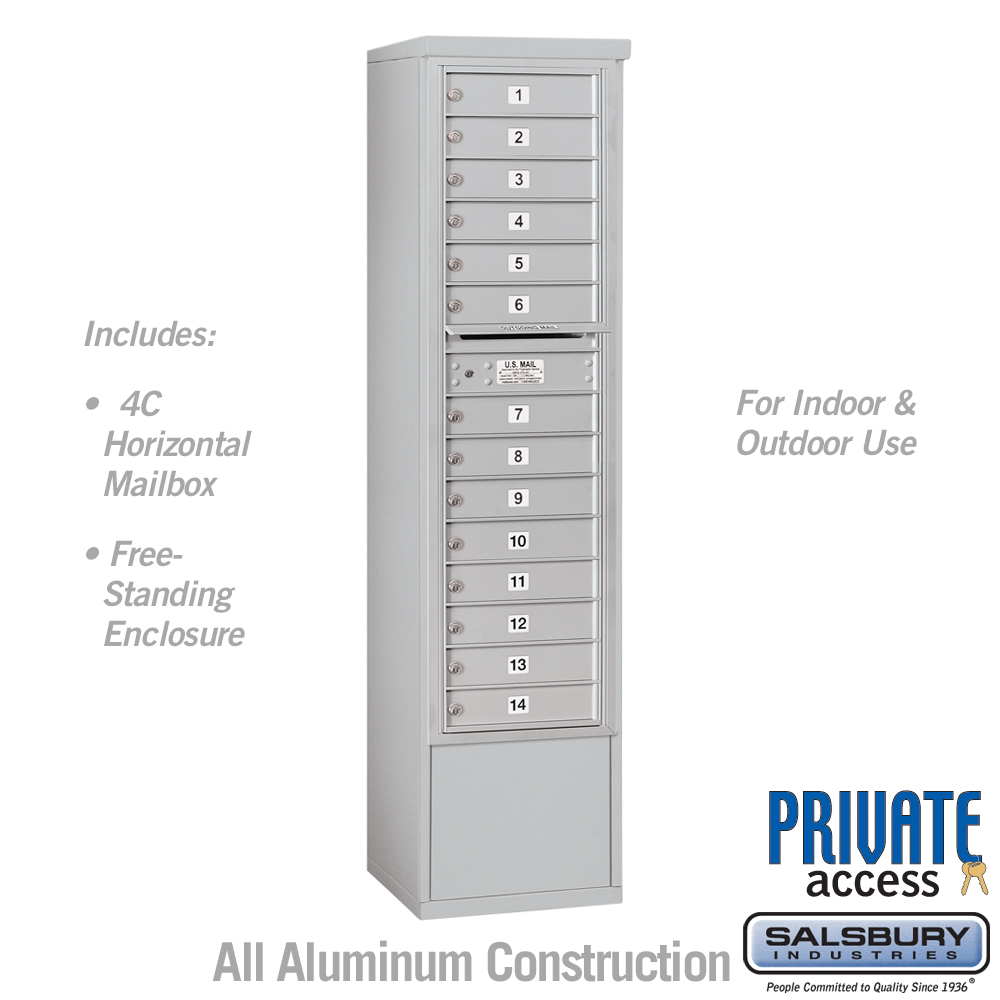 Salsbury Maximum Height Free-Standing 4C Horizontal Mailbox with 14 Doors with Private Access