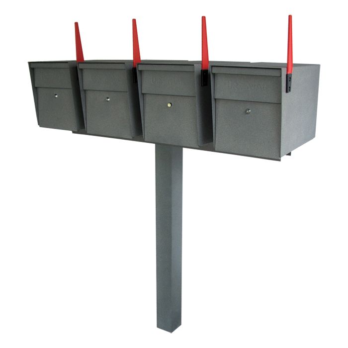 Ultimate High Security Locking Quadruple Mailbox & Post Package