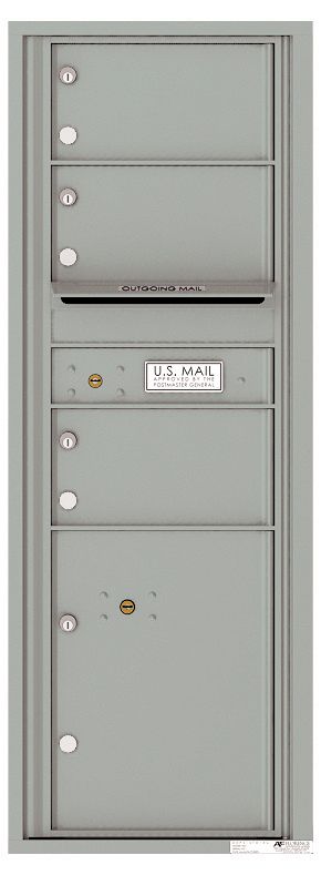 Versatile Front Loading Commercial Mailbox with 3 Tenant Compartments and 1 Parcel Locker - Single Column