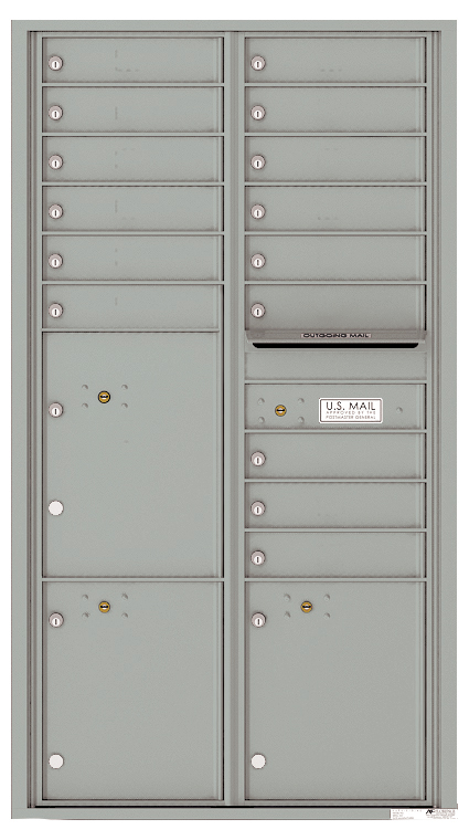 Florence 4C Horizontal Mailbox - 15 Doors, 3 Parcel Lockers - Max Height USPS Access