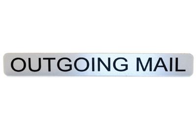 Label for Outgoing Mail Hood - Silver Adhesive with Black Lettering 'Outgoing Mail'