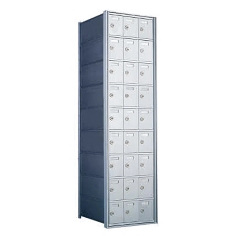 9 Doors High x 3 Doors (27 Tenants) 1700 Horizontal Mailbox Rear-Load Private Distribution in Anodized Aluminum Finish