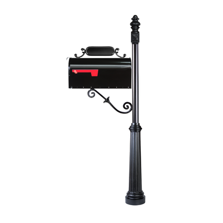 Custom Contemporary Mailbox Post System with Number Plate and Bracket CS-C2-9129