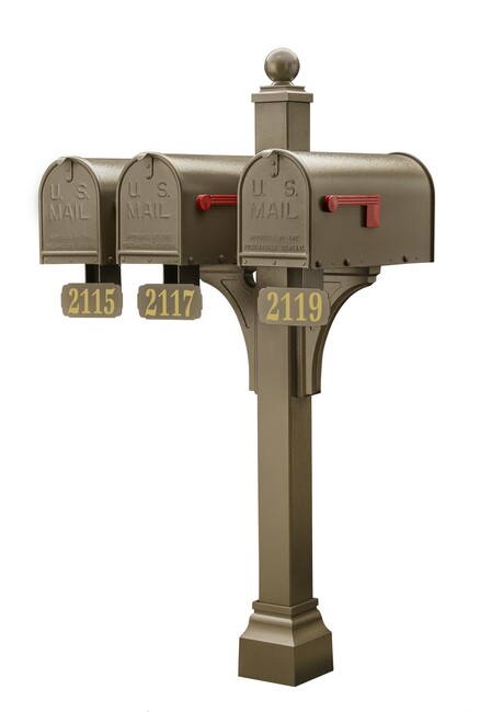 Janzer Multi-Mount Triple Mailbox Post (Optional Mailboxes Available)