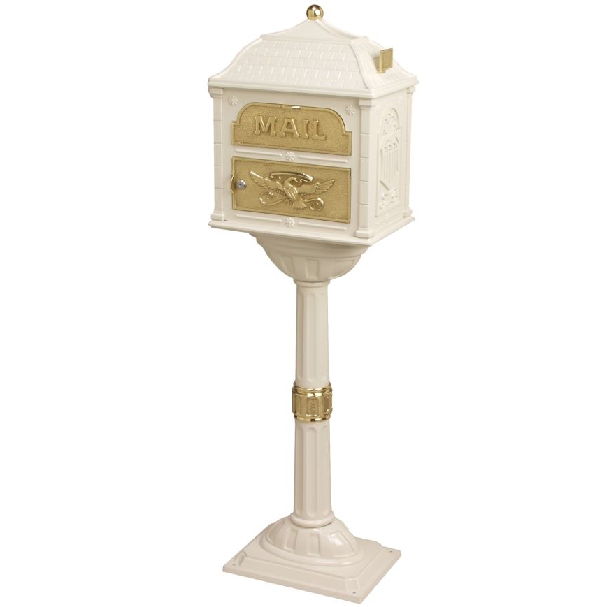 Classic Pedestal Mailbox Package in Polished Brass