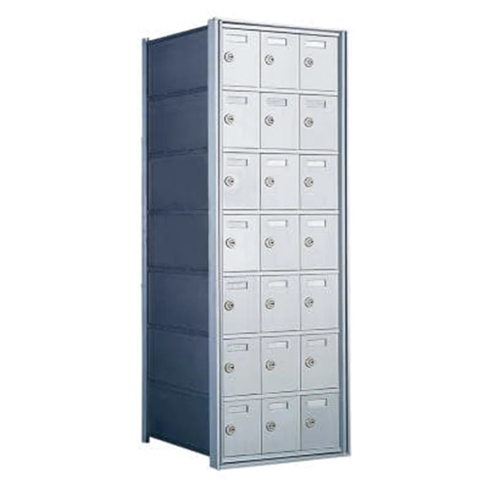 7 Doors High x 3 Doors (21 Tenants) 1700 Horizontal Mailbox Rear-Load Private Distribution in Anodized Aluminum Finish
