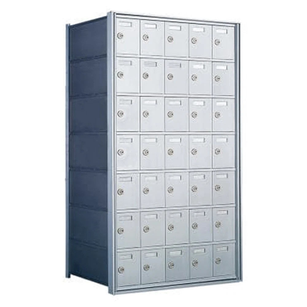 7 Doors High x 5 Doors (35 Tenants) 1700 Horizontal Mailbox Rear-Load Private Distribution in Anodized Aluminum Finish