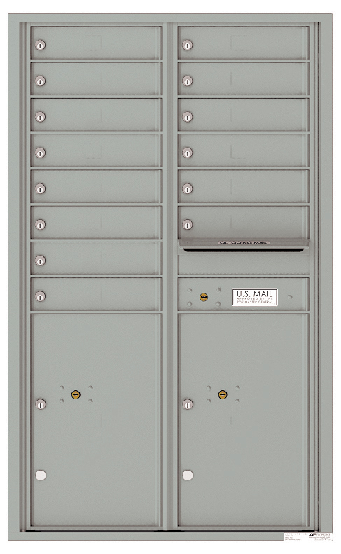 Front Loading Commercial Mailbox - 14 Tenant Doors and 2 Parcel Lockers - Double Column
