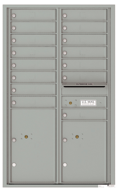 Florence 4C Horizontal Mailbox - 15 Doors, 2 Parcel Lockers - 14 Doors High USPS Access