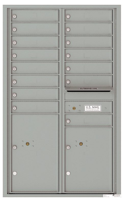 Front Loading Commercial Mailbox - 15 Tenant Doors and 2 Parcel Lockers - Double Column