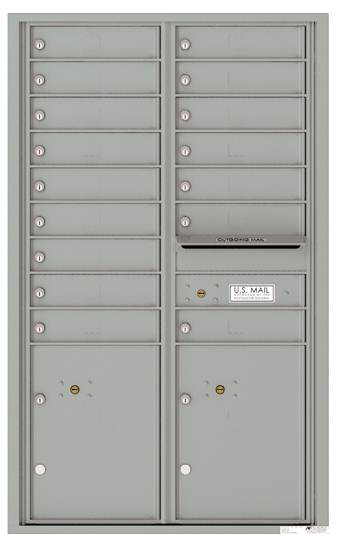 Florence 4C Horizontal Mailbox - 16 Doors, 2 Parcel Lockers - 14 Doors High USPS Access