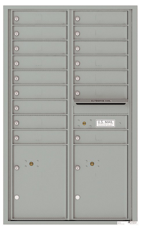 Front Loading Commercial Mailbox - 16 Tenant Doors and 2 Parcel Lockers - Double Column
