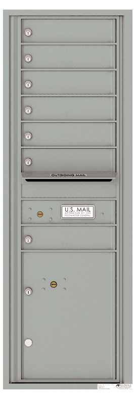 Front Loading Commercial Mailbox - 7 Tenant Doors and 1 Parcel Locker - Single Column
